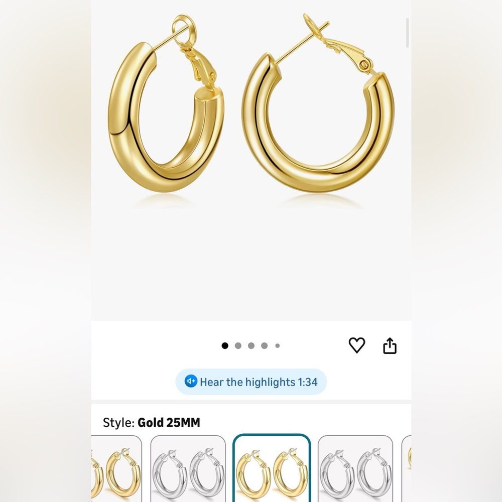 NWT Chunky 14K Gold Hoop Earrings - Lighter weight - Picture 3 of 4